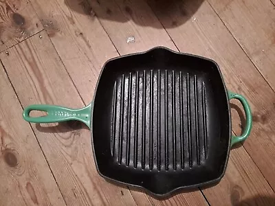 Le Creuset Green 26cm Cast Iron Griddle Skillet Pan Used • £25