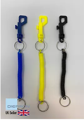 Plastic Spiral Keychain Key Ring Clip On Retractable Stretchy Coil Spring 3 Pack • £2.95