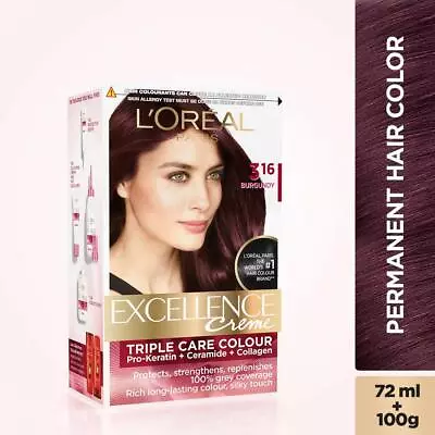 L'Oreal Paris Excellence Creme Hair Color 3.16 Burgundy 72ml+100gm  • £14.21