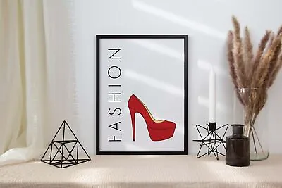 £2.29 • Buy Red Heel Shoes Girls Bedroom Fashion Wall Art Home Room Decor Print Poster