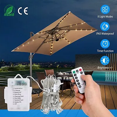 Patio Umbrella String Lights 8 Lighting Mode 104 LED Lights With Remote Control • $15.04