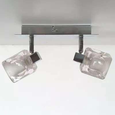 Litecraft Spotlight Bar Adjustable 2 Arm With Cube Shades - Chrome Clearance     • £26.99