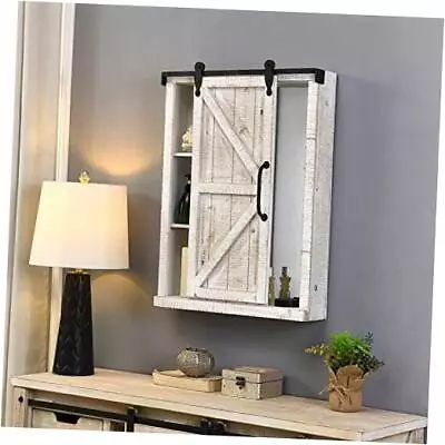  Winona Farmhouse Barn Door Cabinet Mirror American Crafted 21 X Aged White • $96.41