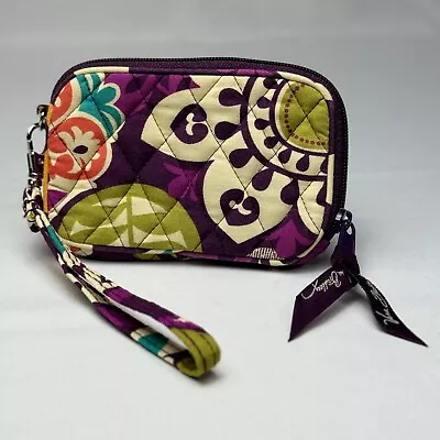 Vera Bradley Quilted Wristlet Wallet Clutch Purse Plum Crazy Purple RETIRED • $10