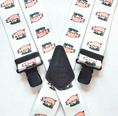 £11.24 • Buy Mens Braces Heavy Duty 1.5  Or 2  Pigs Pig Farmers For Work Trousers Black Clips