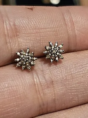 £25 • Buy Sterling Silver Diamond Cluster Stud Earrings 925 RJ