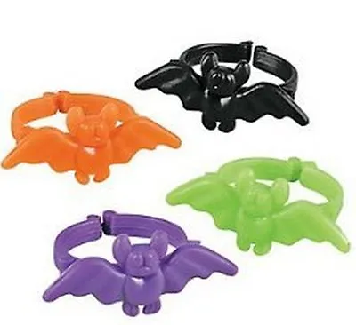 Pack Of 48 - Coloured Bat Rings - Halloween Party Bags Batman Fillers • £6