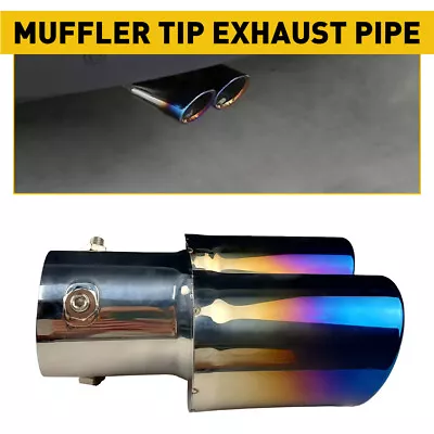 1x Rear Car Dual Pipe Exhaust Muffler Tail Tip Auto Accessories Blue B • $18.99