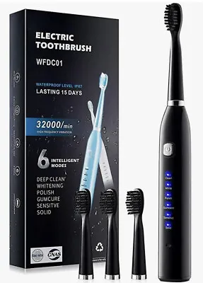 New Electric Toothbrush 6 Optional Modes And  2-Minute Built-in Timer 4 Brushes • $18.99