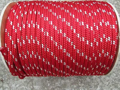 5/16  X 125' SailHalyard Line Jibsheets Boat Rope Double Braid Red/ White Tr • $64.95