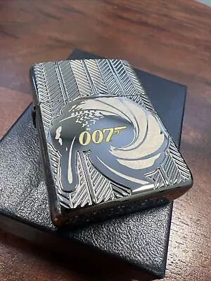 Zippo Windproof ARMOR Lighter JAMES BOND 007 LOGO Black Ice NEW IN BOX FAST POST • £22