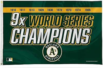 Oakland Athletics A's 9-Time Champions Premium 3x5 Feet Flag Banner Metal... • $31.79