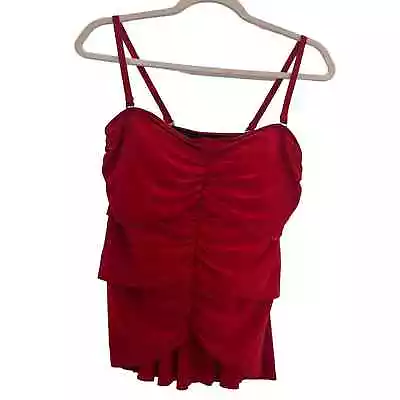 Magicsuit Women's Red Ruffle Tankini Swimsuit Swim Top Slimming US 8  • $26