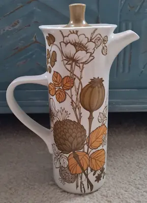 Vintage Mid-century Midwinter Countryside Coffee Pot Brown & Orange Pattern • £12