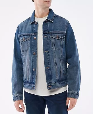 Lazer Mens Standard Fit Denim Trucker Jacket Blue Large • $39