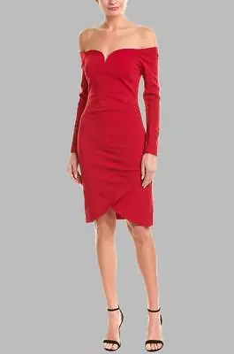 NICOLE MILLER Women's Off-Shoulder Sheath Dress Sizes 0 2 (Red) • $53.70