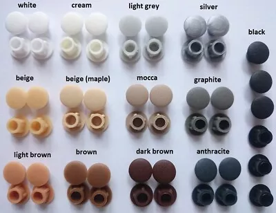 £2.79 • Buy 8mm Hole Caps Covers Push Fit Furniture Kitchen White Graphite Grey Brown Beige