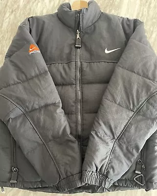 Vintage 90s Nike ACG Mens Large Jacket Black Quilted Puffer Down Feather Ski • $200