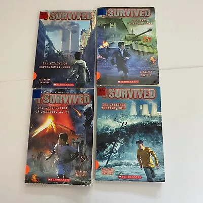 I Survived Books Set 4 - The Nazi Invasion The Japanese Tsunami Attacks Sept 11  • $15