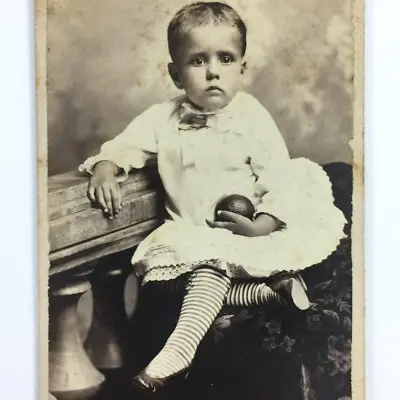 CDV Photo Child Holding Toy Ball E C Leath Petersburg Virginia  • $15