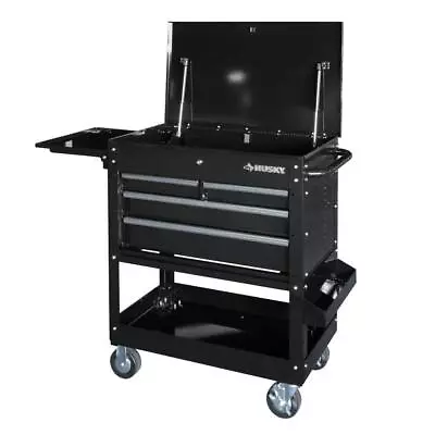 Husky Mechanics Cart W/ Extended Side Table Bottle Tray 33  4-Drawer • $314.17