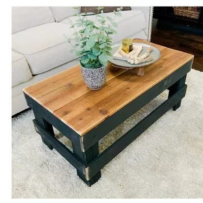 Woven Paths Raven Modern Farmhouse Reclaimed Wood Rectangle Coffee Table Dark W • $102