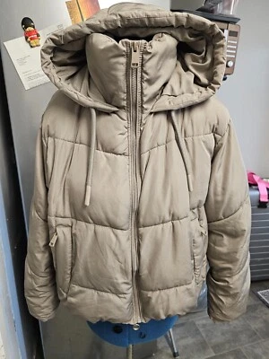 $12.19 • Buy Zara Water Repellent Puffer Jacket Size Xs Dark Beige