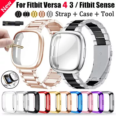 For Fitbit Versa 4 3 Sense Staineless Steel Band Strap + TPU Case Cover Bracelet • $19.99