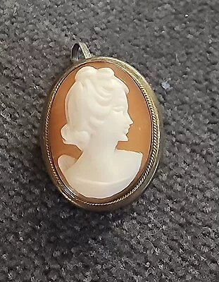 Vintage Small Hand Carved Cameo 800 Silver Pendant/Pin Italy C. 1950 • $20