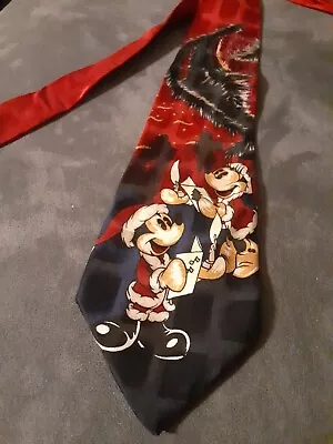 DISNEY CHRISTMAS Neck Tie Atlas Design Holiday Mickey Mouse Santa Caroling • $7.95