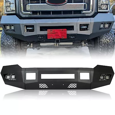 For 2011-2016 Black Front Bumper W/ LEDs 2/4WD Ford F250 F350 Heavy Duty Steel • $494