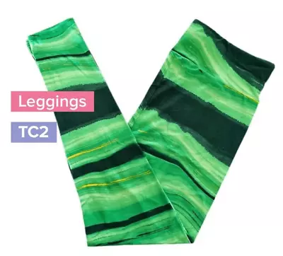 LuLaRoe Womens Leggings TC2 Green Yellow Gold Swirls Tie Dye Plus 18+ NWT • $25