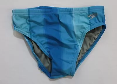 Speedo Men's Striped Endurance Printed Brief Swimsuit JL3 Blue Size 30 NWT • $25.49