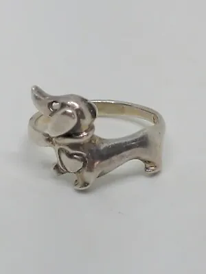 Vintage Sterling Silver 925 Dachshund Ring Size 6 • $22