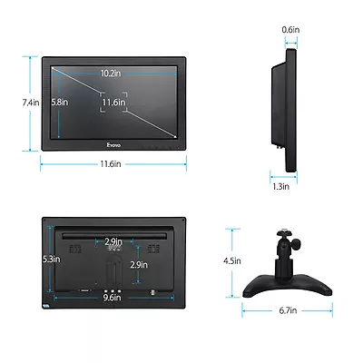 Eyoyo 12inch LCD TFT Color Monitor HDMI Audio Video VGA Fit For Home CCTV DSLR • $111.35