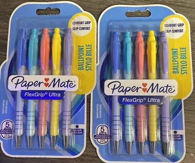 2 Packs Paper Mate Flexgrip Ultra Ballpoint Pens Pastel Colours Retractable • £9.49