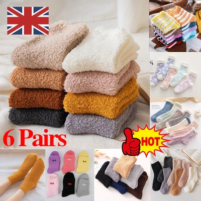 £7.79 • Buy 6Pairs Women Ladies Soft Fluffy Bed Socks Winter Warm Lounge Slipper Fleece Sock