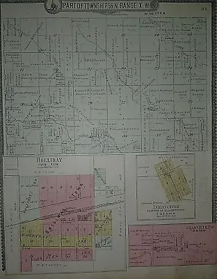 Vintage 1917 Railroad & Land Owner Plat Map ~ HOLLIDAY MONROE Co MISSOURI • $34