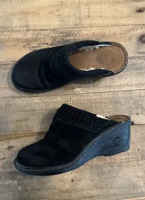 UGG Gael Suede Wool Shearling Lined Wedge Slip-on Clogs 7 • $35