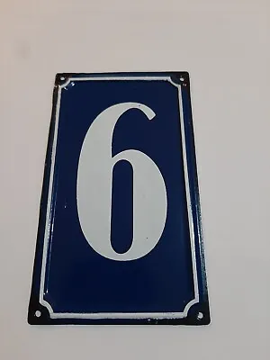 French Blue Metal Door Sign - Number 6 Or 9. 70mm Wide X 120mm High • £2