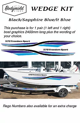 Quintrex Style Freedom Sport Graphics SPECIAL 2400mm Long BLUE/BLACK SETS • $147.20