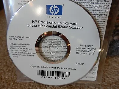 Hewlett Packard Hp Precision Scan Software Scanjet 5200 Scanner Cd Only • $15