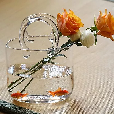 Glass Bag Vase Glass Purse Vase With Fish Bowl Wide Mouth Bubble Vase Handbag • $33