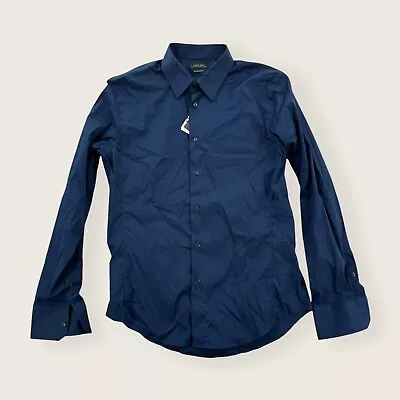 Zara Man Shirt Mens Large Super Slim Stretch Button Up Long Sleeve Navy NEW • $19.99