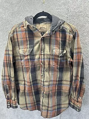 Legendary Whitetail Mens Jacket Brown Plaid Shirt Thick Hoodie Medium • $24.99