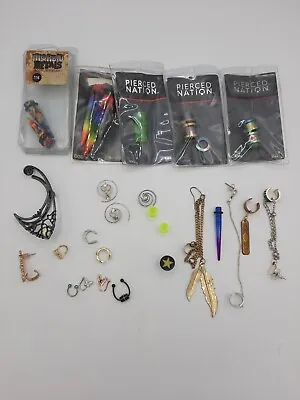 20 + Body Jewelry Mix Lot Gages Earring Cuffs Navel Belly Button Rings • $17.47