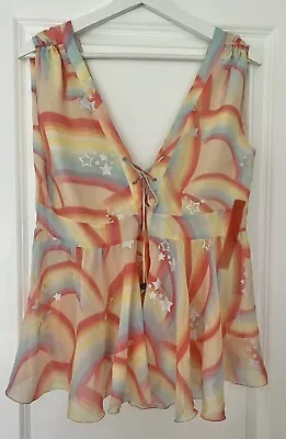 Matthew Williamson (Couture) Silk Rainbow Star Top UK12 • £29