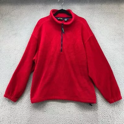 Eddie Bauer Ebtek Pullover Fleece Sweater Mens Large Red Zip Pockets High Neck • $18