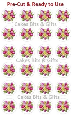 24x TINKERBELLE FLOWER Edible Wafer Cupcake Toppers PreCut & Ready To Use • $9