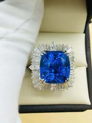 $269.10 • Buy Gorgeous 26CT Ceylon Cornflower Blue Sapphire & 3.40CT White CZ Royal Women Ring